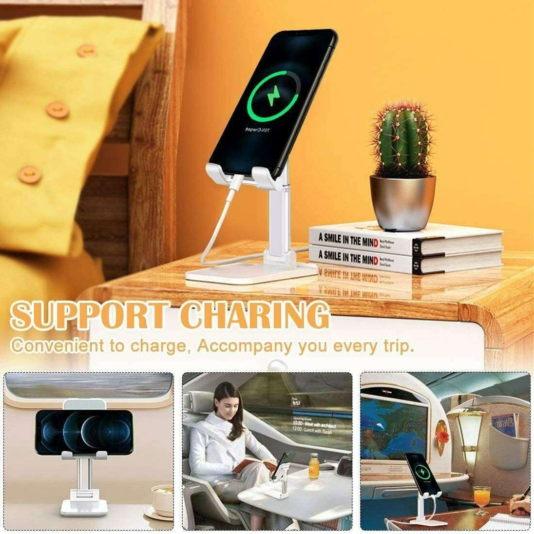 Cell Phone Stand Desktop Holder Tablet Stand Mount Mobile Phone Desktop Tablet Holder Table Cell Foldable Extend Support Desk Mobile Phone Holder Stand